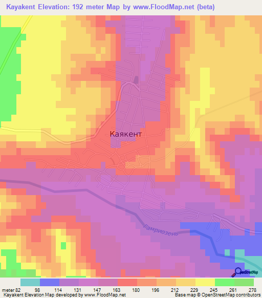 Kayakent,Russia Elevation Map