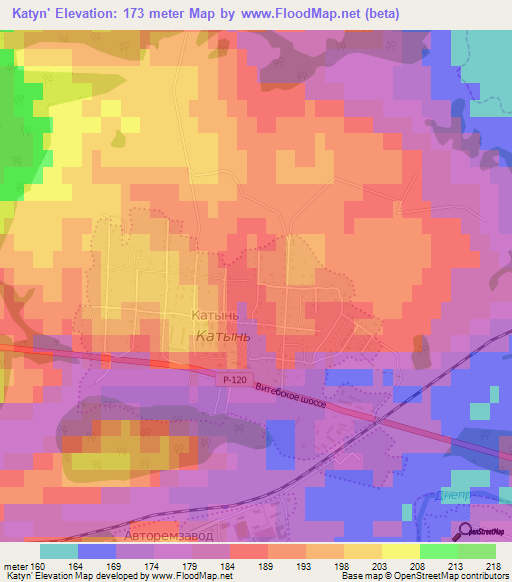 Katyn',Russia Elevation Map