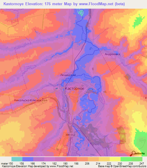 Kastornoye,Russia Elevation Map