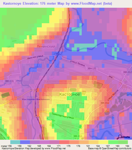 Kastornoye,Russia Elevation Map