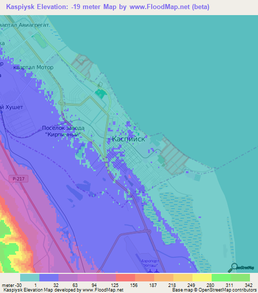 Kaspiysk,Russia Elevation Map