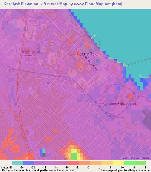 Kaspiysk,Russia Elevation Map