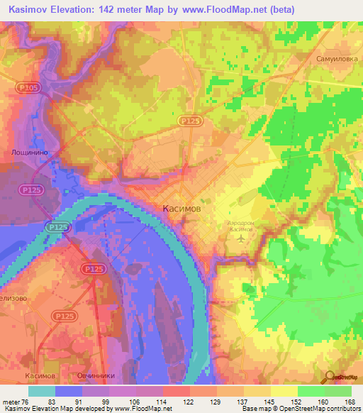 Kasimov,Russia Elevation Map