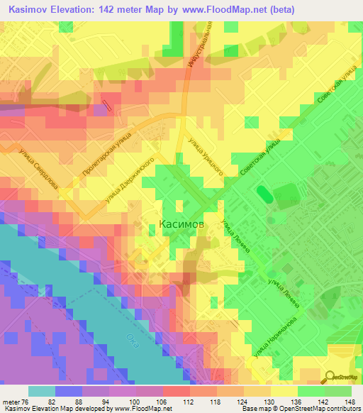 Kasimov,Russia Elevation Map