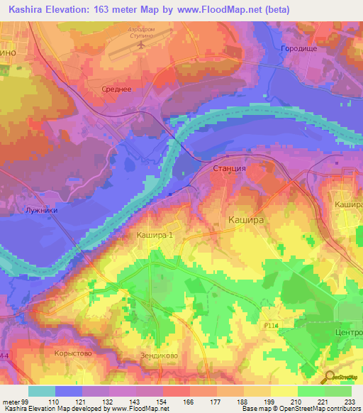 Kashira,Russia Elevation Map