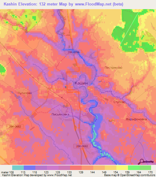 Kashin,Russia Elevation Map