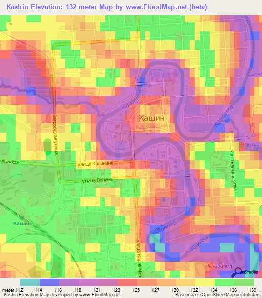 Kashin,Russia Elevation Map