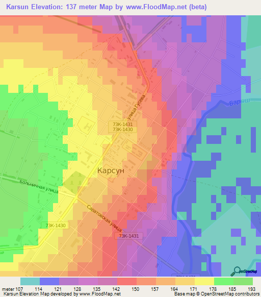 Karsun,Russia Elevation Map