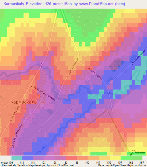 Karmaskaly,Russia Elevation Map