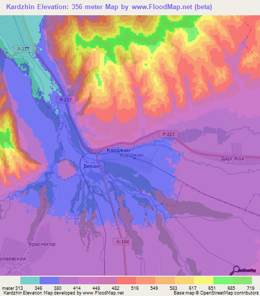 Kardzhin,Russia Elevation Map