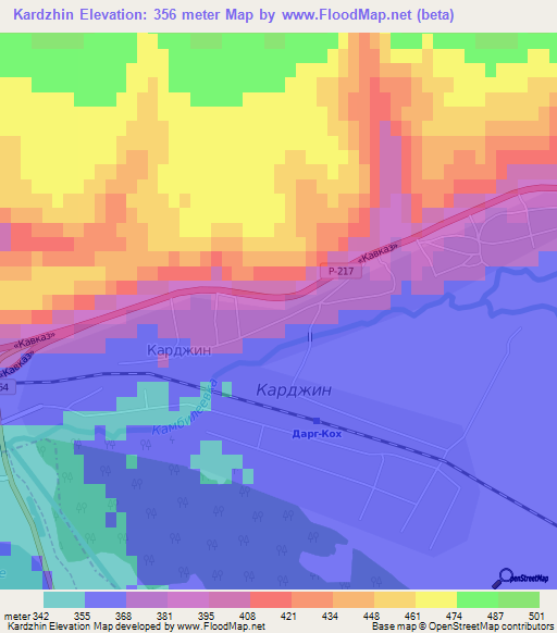 Kardzhin,Russia Elevation Map