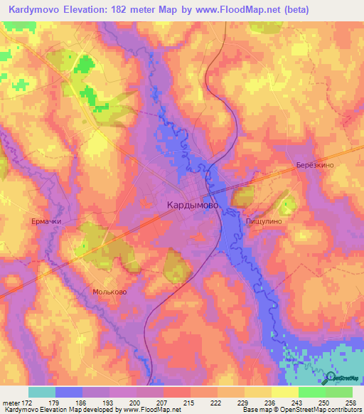 Kardymovo,Russia Elevation Map