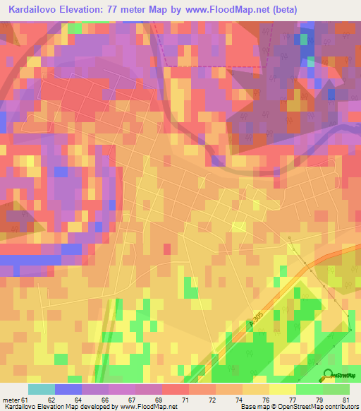 Kardailovo,Russia Elevation Map