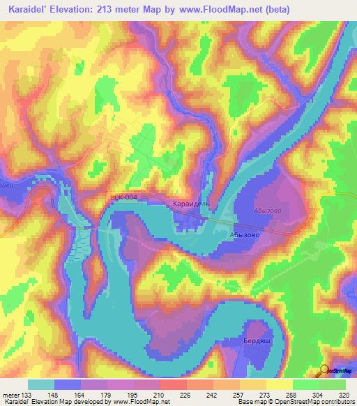 Karaidel',Russia Elevation Map