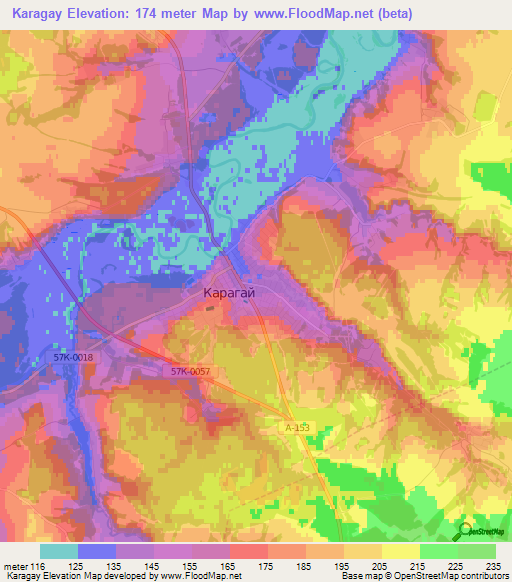 Karagay,Russia Elevation Map