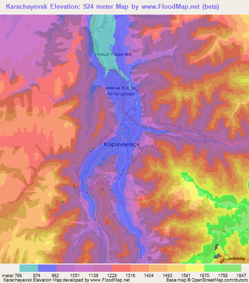 Karachayevsk,Russia Elevation Map