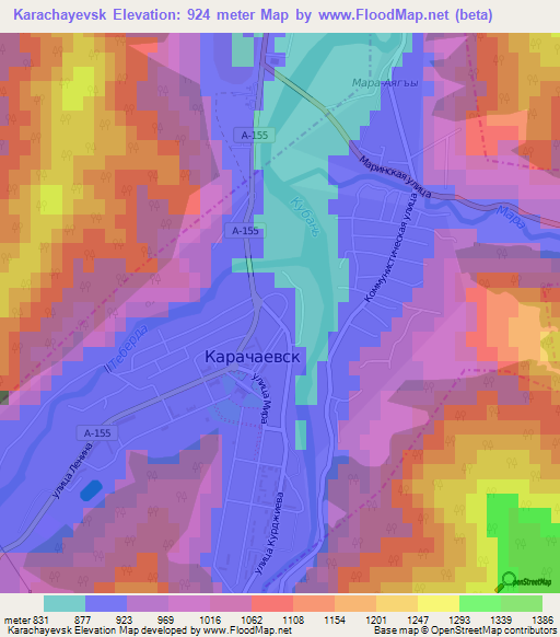 Karachayevsk,Russia Elevation Map