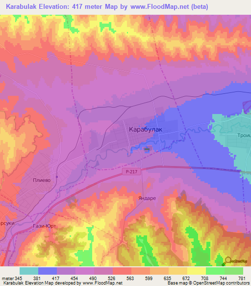 Karabulak,Russia Elevation Map