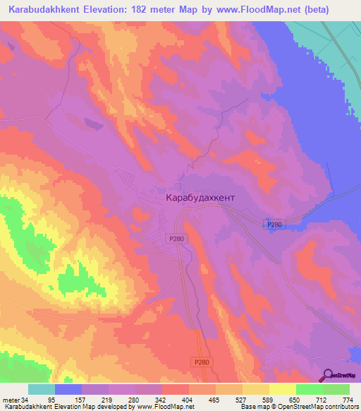 Karabudakhkent,Russia Elevation Map