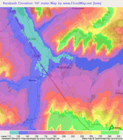 Karabash,Russia Elevation Map