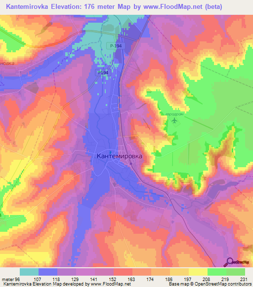 Kantemirovka,Russia Elevation Map