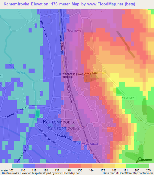 Kantemirovka,Russia Elevation Map