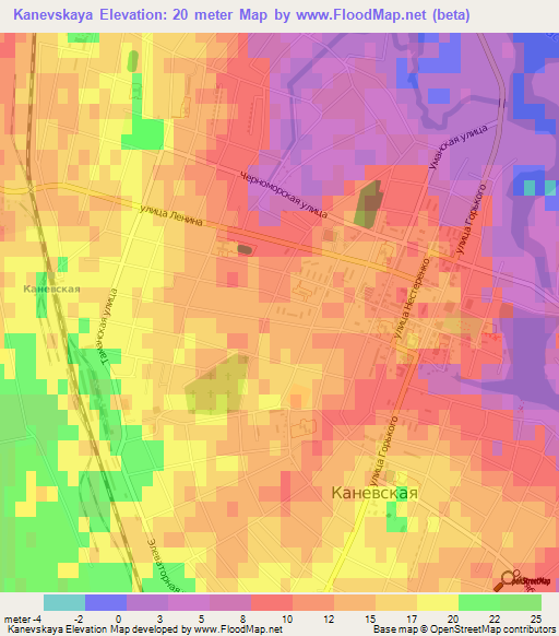 Kanevskaya,Russia Elevation Map