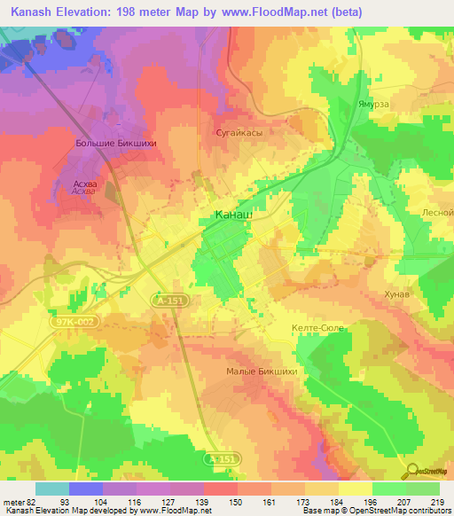 Kanash,Russia Elevation Map