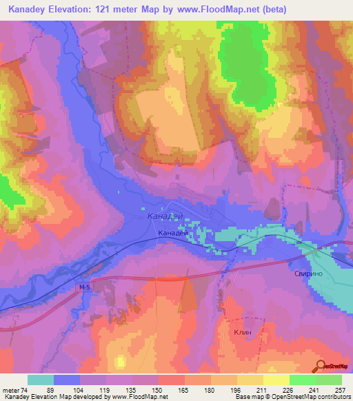 Kanadey,Russia Elevation Map