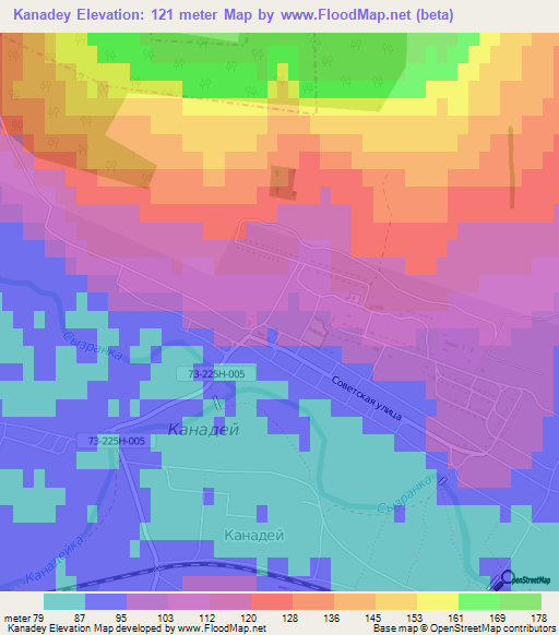 Kanadey,Russia Elevation Map