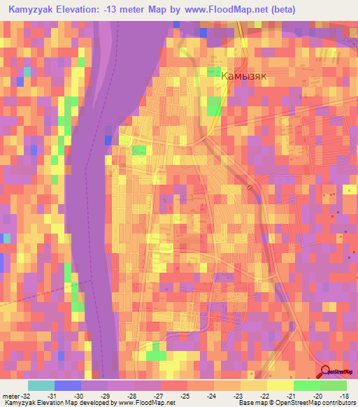 Kamyzyak,Russia Elevation Map