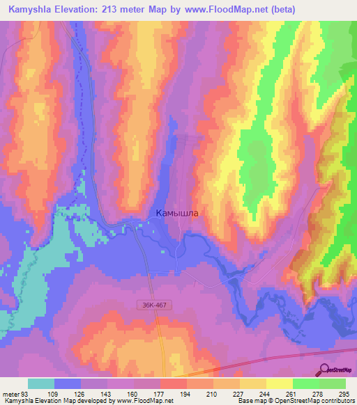 Kamyshla,Russia Elevation Map