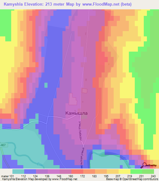 Kamyshla,Russia Elevation Map