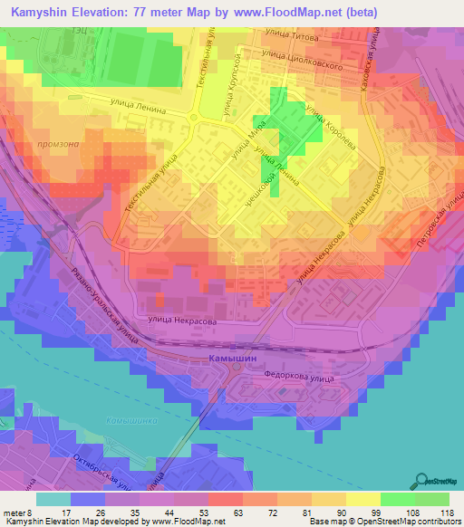 Kamyshin,Russia Elevation Map