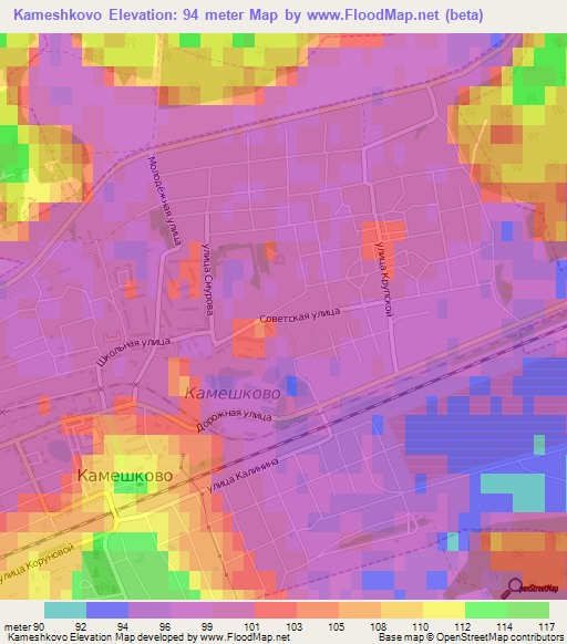 Kameshkovo,Russia Elevation Map