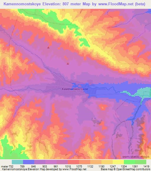 Kamennomostskoye,Russia Elevation Map