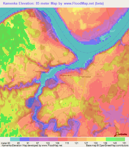 Kamenka,Russia Elevation Map