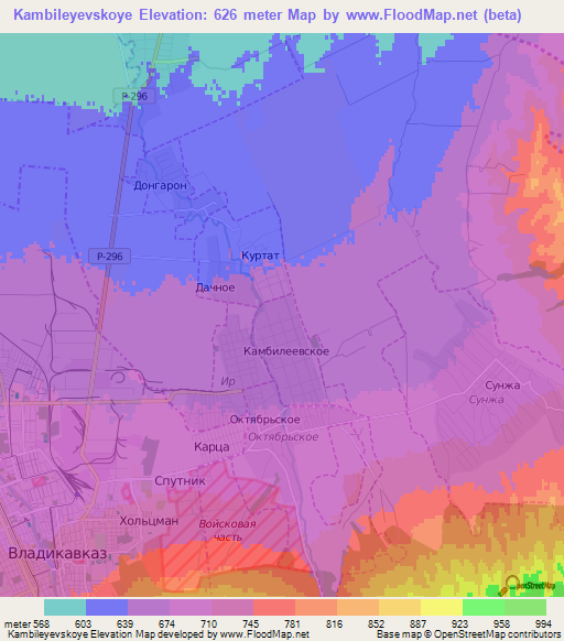 Kambileyevskoye,Russia Elevation Map