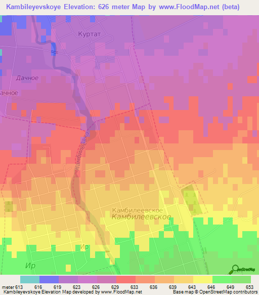 Kambileyevskoye,Russia Elevation Map