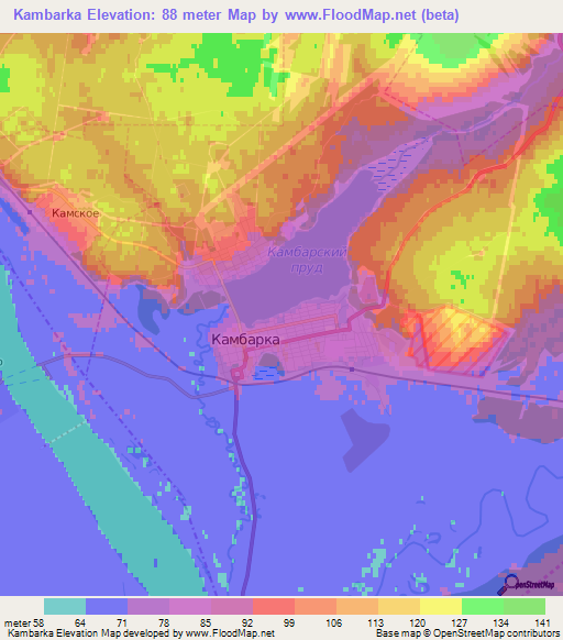 Kambarka,Russia Elevation Map