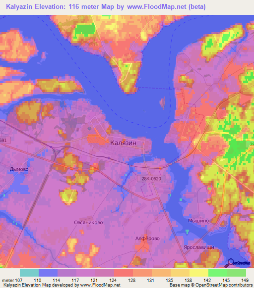 Kalyazin,Russia Elevation Map