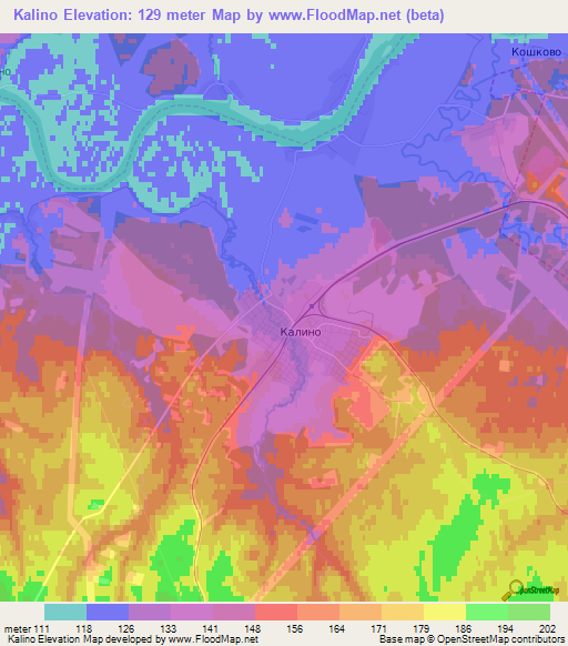 Kalino,Russia Elevation Map