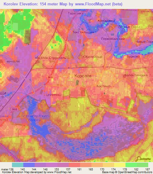 Korolev,Russia Elevation Map