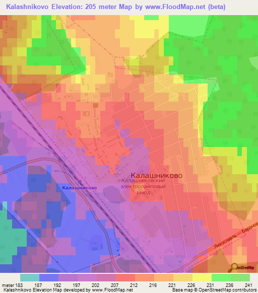 Kalashnikovo,Russia Elevation Map