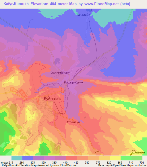 Kafyr-Kumukh,Russia Elevation Map