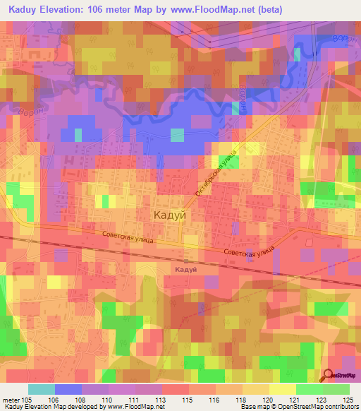 Kaduy,Russia Elevation Map