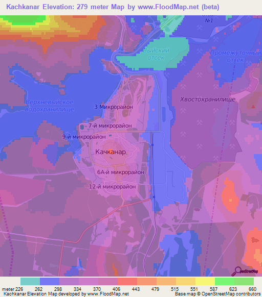 Kachkanar,Russia Elevation Map