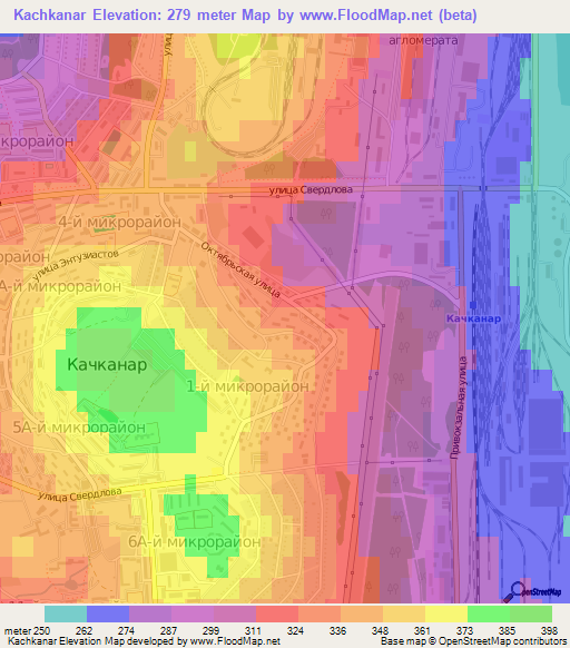 Kachkanar,Russia Elevation Map