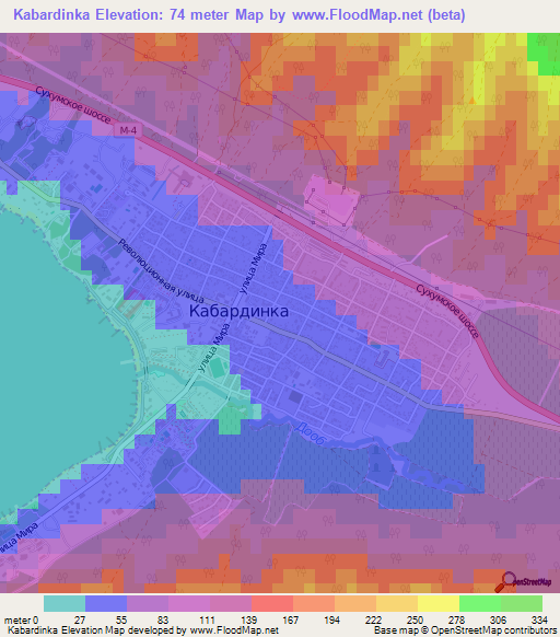 Kabardinka,Russia Elevation Map