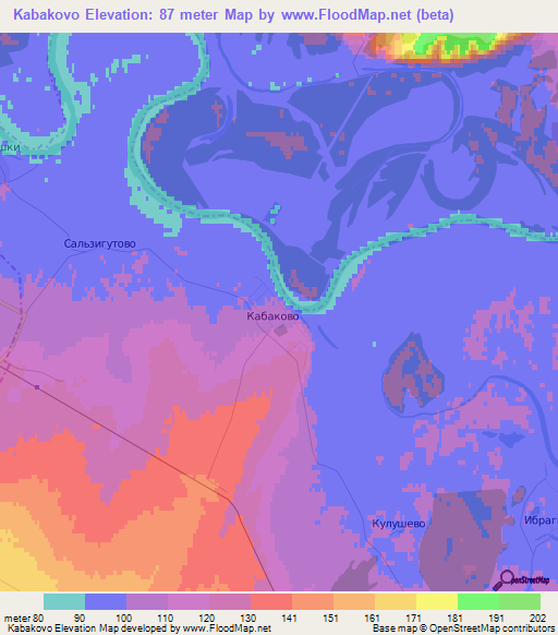 Kabakovo,Russia Elevation Map